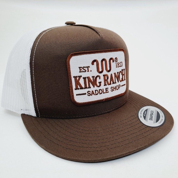 Flat Bill Mesh Snap Back Embroidered Patch Cap Hat Brown - Picture 2 of 4